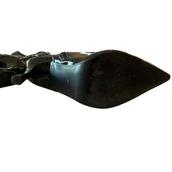 Black Patent Over-the-Knee Pretty Woman Boots Faux Patent Leather Size 10 - Picture 5 of 13